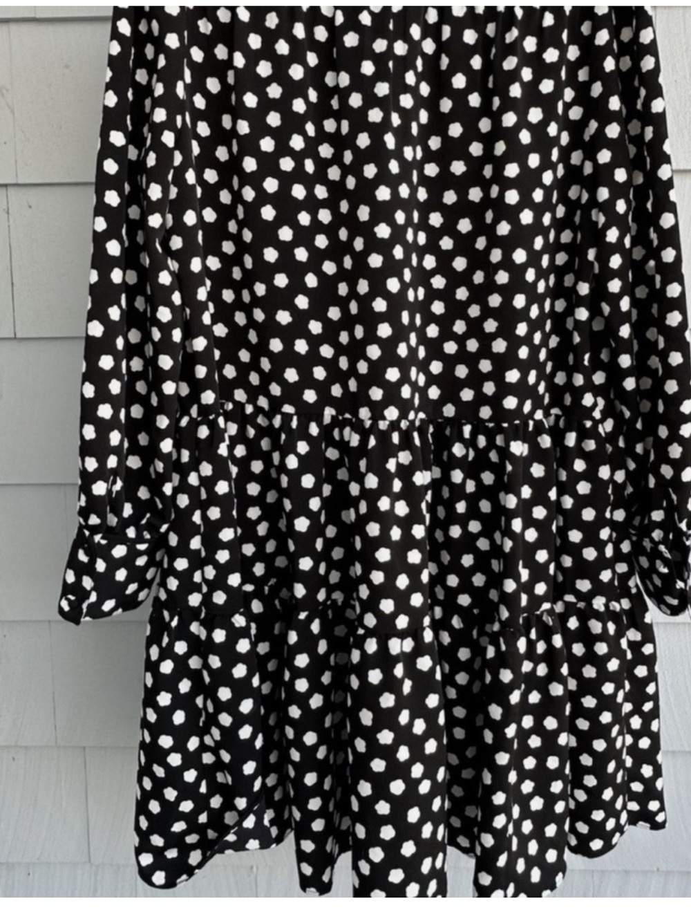kate spade Black and White Polka Dot Long Sleeve Tiered Dress - Picture 6 of 12